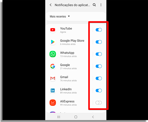 disable notifications for some android apps