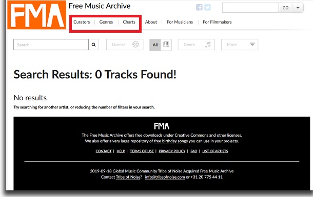 how to download free music in the free music archive tabs