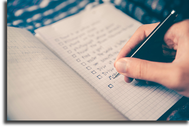 Create a list of tasks like working from home with productivity