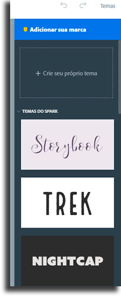 Adobe Spark Page Themes
