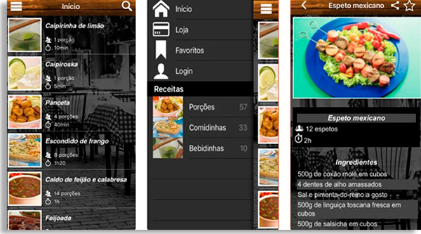 boteco recipes app screens
