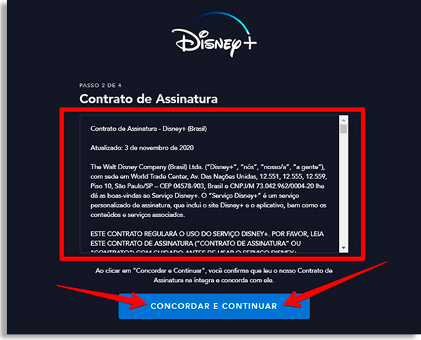 disney + screen with subscription contract