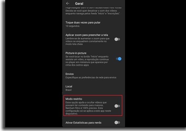 parental control on YouTube restricted mode