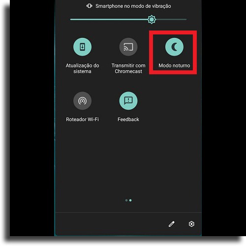 Dark mode on Android for quick settings